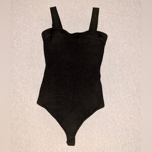 Abercrombie & Fitch Black Ribbed Sweater Bodysuit Thong